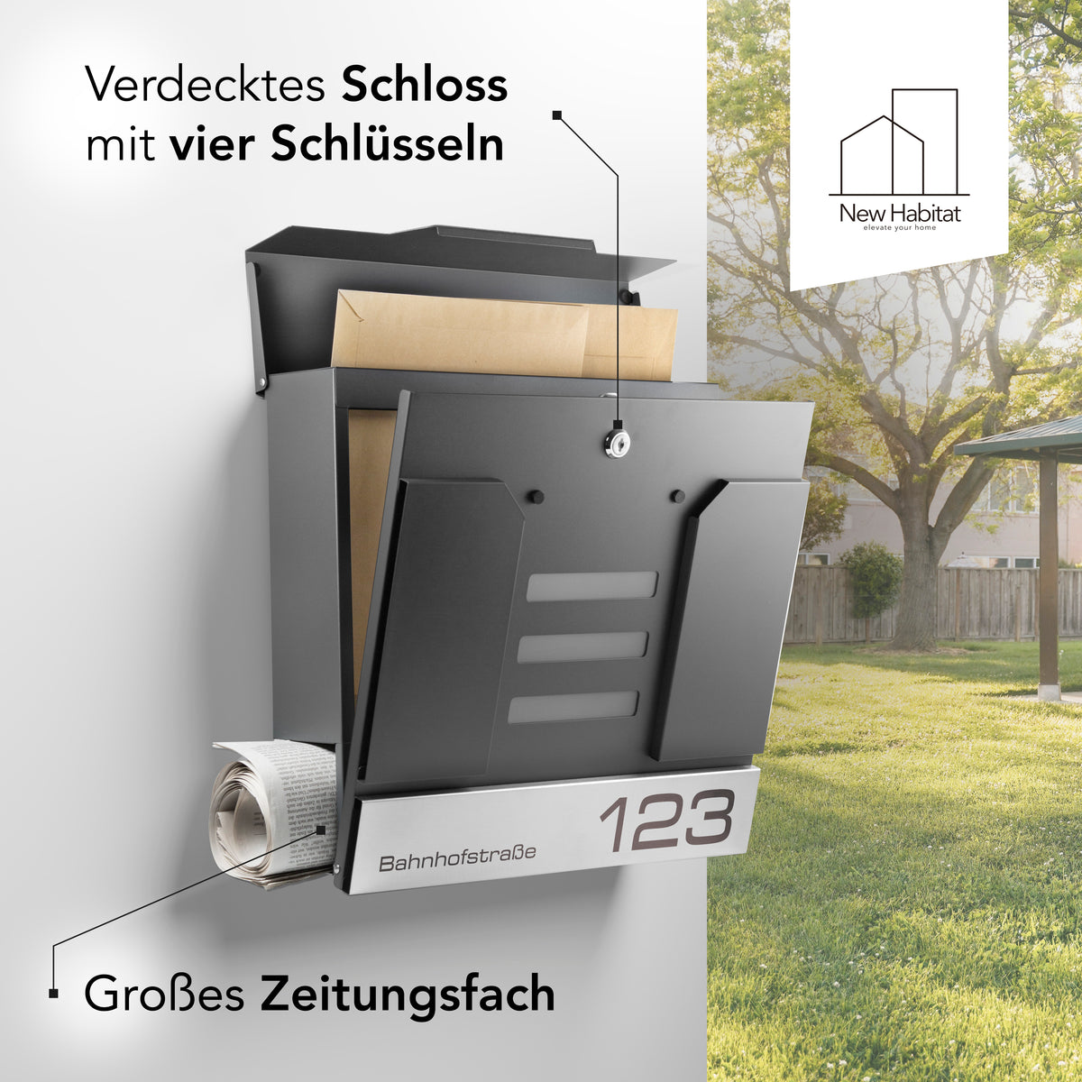 Briefkasten Mailand mit Gravur — italienisches Design aus Edelstahl personalisiert