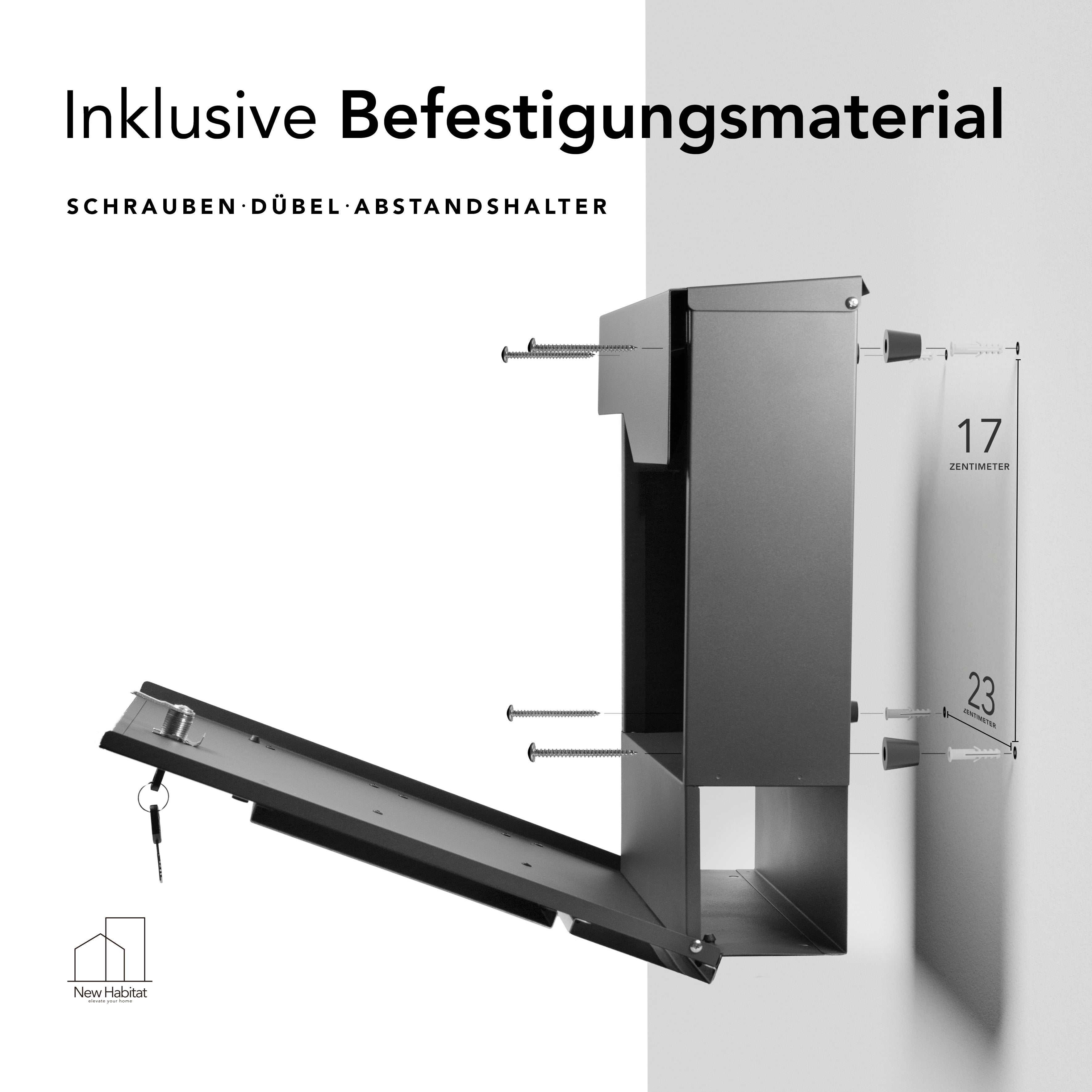 Briefkasten Tokio mit Gravur — schlichtes Edelstahl-Design personalisiert